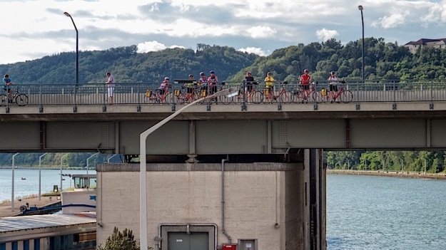 Bicycists on Bridge